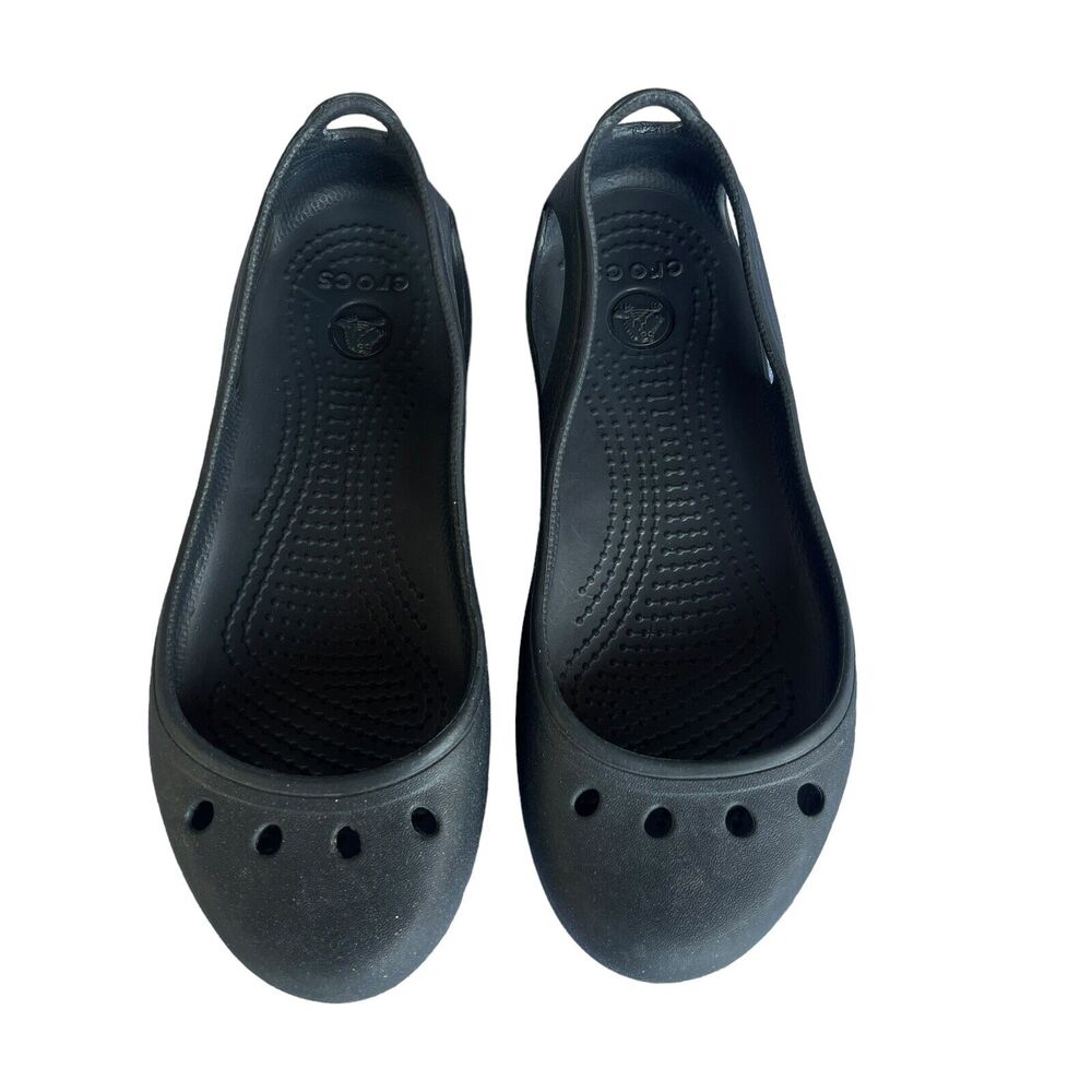 Crocs Kadee Ballet Flats Womens Size 5 Black Slip‎ On Slingback Comfort